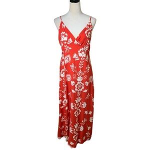 NEW ASOS YAS Red Tropical Floral Maxi Dress Sz XL Beach Coastal Resort Vacation